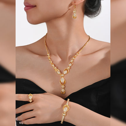 5pcs Flower & Water Drop Jewelry Set
