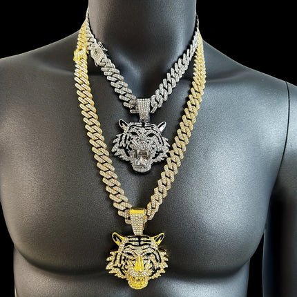 Iced-Out Tiger Head Necklace