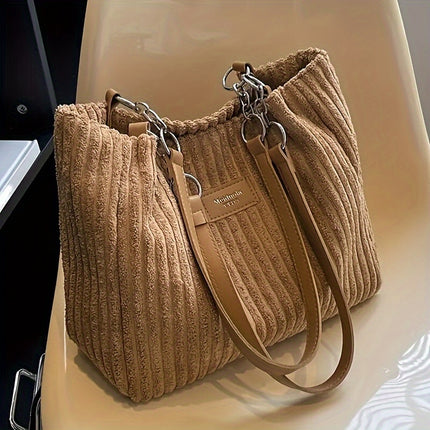 Elegant Corduroy Tote Bag – Stylish, Spacious, Everyday Essential - Monti Bargains