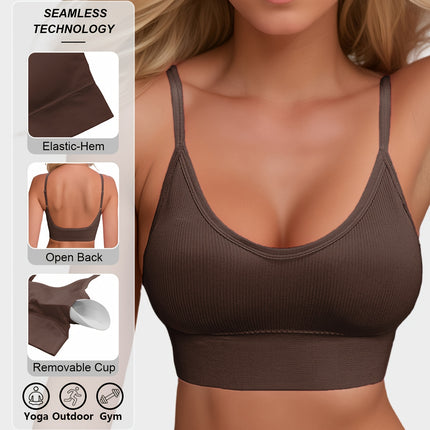 Knitted Ribbed Halter Sports Bra