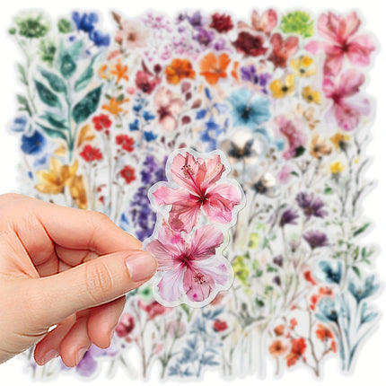 50pcs Transparent Flower Stickers