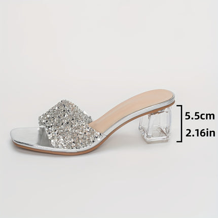 Sparkling Crystal Heel Sandals