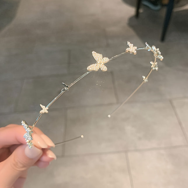 Elegant French Butterfly Pearl Headband