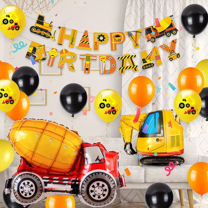 5pcs Construction Theme Birthday Party Balloons Set