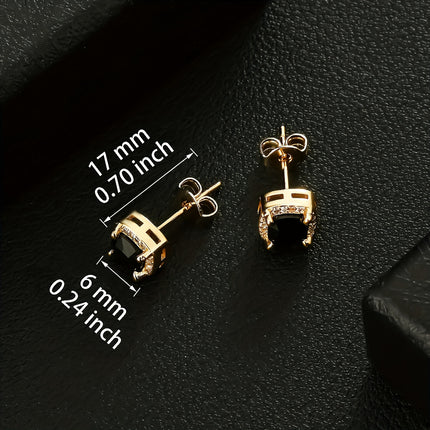 Retro Square 6mm Couple Earrings