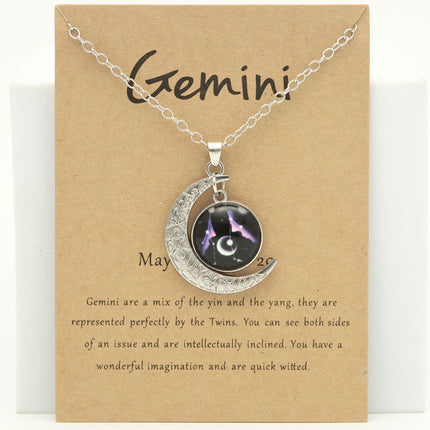 Luminous Zodiac Cross Pendant Necklace