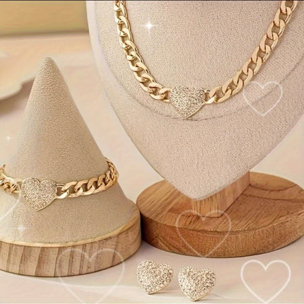 Chic Heart-Shaped Bling Set