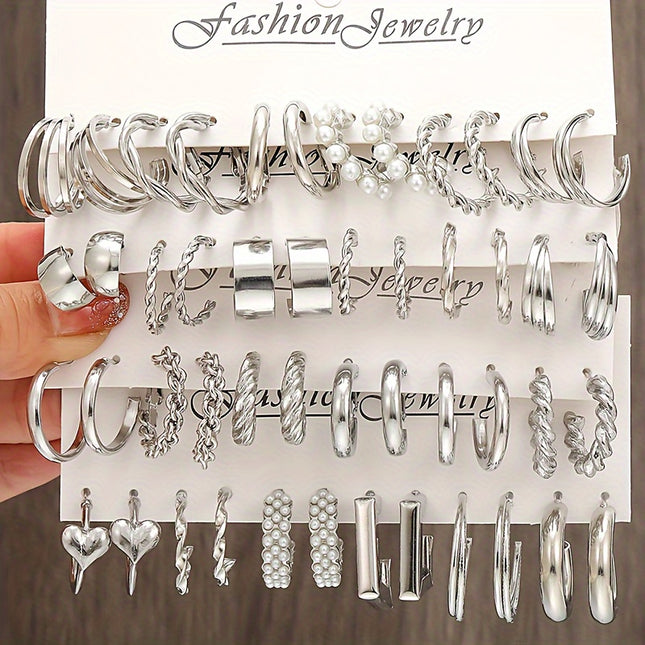 Punk Retro Circle Love Earrings Set