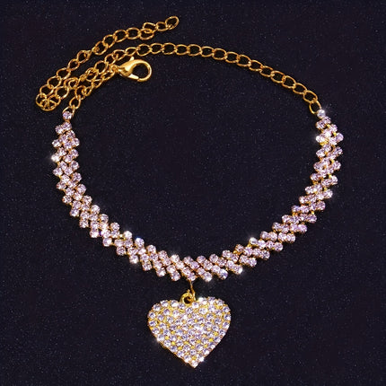 Sparkling Heart Anklet Set