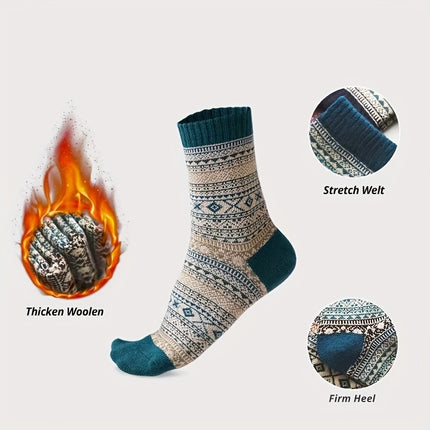 5 Pairs Women's Cozy Knit Socks – Warm & Elegant Houndstooth