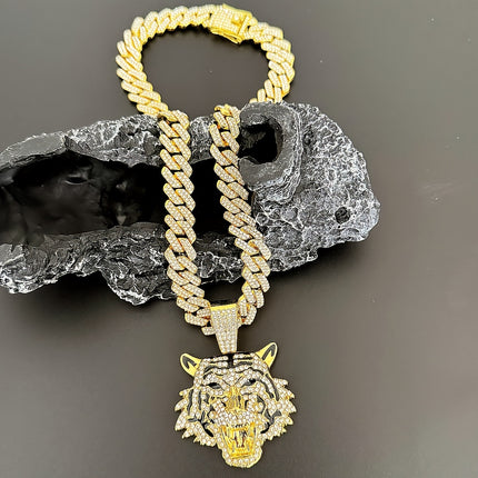 Iced-Out Tiger Head Necklace