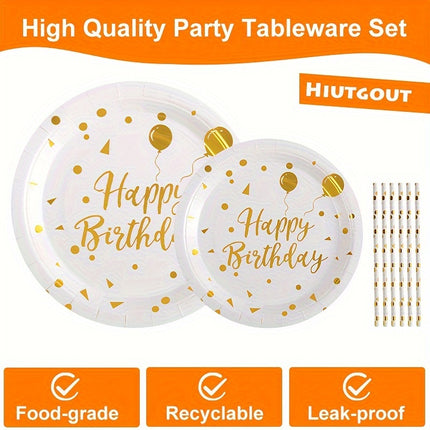 120/240pcs Golden Polka Dot Disposable Tableware Set