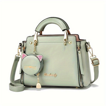 Chic Handbag with Cat Charm