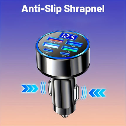 6-in-1 Fast Car Charger with LED Display