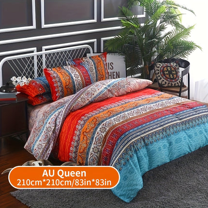 3pcs Ethnic Style Duvet Cover Set - Soft All-Season Bedding