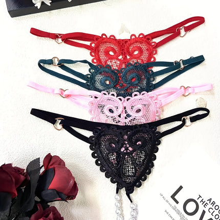 Floral Embroidery Pearl Thongs