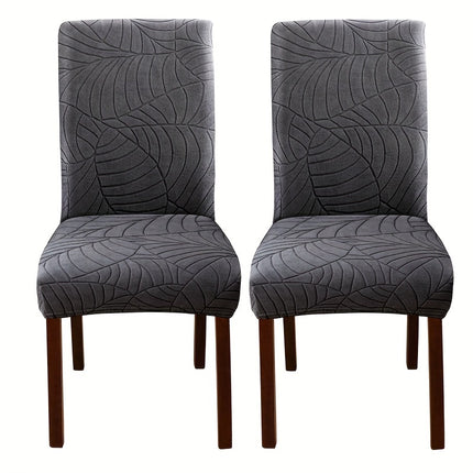Leaf Jacquard Dining Chair Covers - Stretchy & Non-Slip