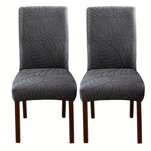 Leaf Jacquard Dining Chair Covers - Stretchy & Non-Slip