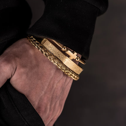 2pcs Men's Quartz Watch & Bracelet Set