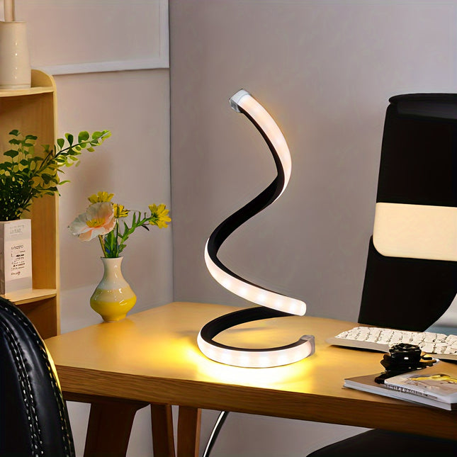 Modern Spiral LED Desk Lamp - Dimmable & Adjustable