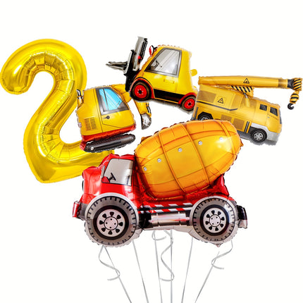 5pcs Construction Theme Birthday Party Balloons Set
