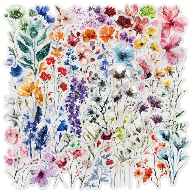 50pcs Transparent Flower Stickers