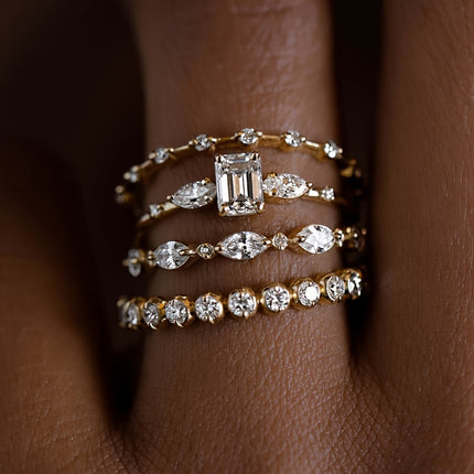 Golden Cubic Zirconia Stacking Rings