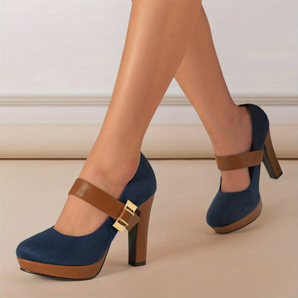 Retro Round Toe High Heeled Pumps