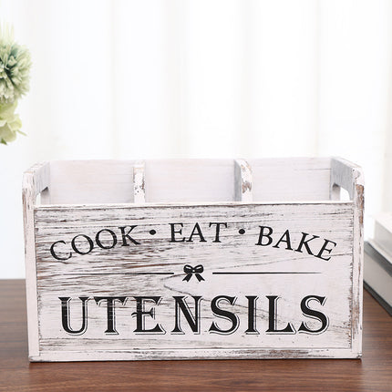 Rustic Wooden Utensil Holder