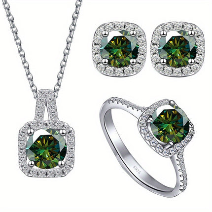 Moissanite 925 Sterling Silver Jewelry Set