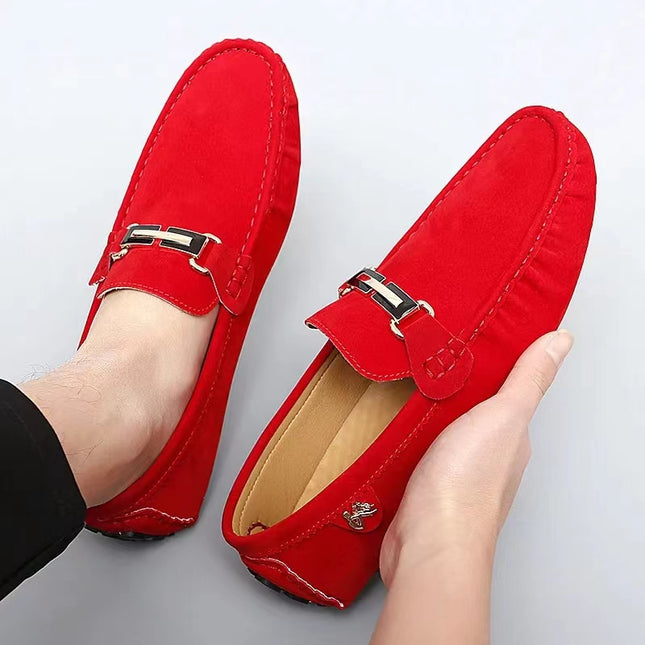 Men's Moccasin Loafers with Metallic Decor