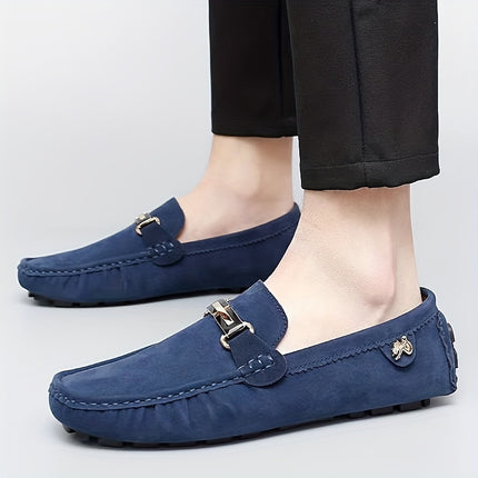 Men's Moccasin Loafers with Metallic Decor