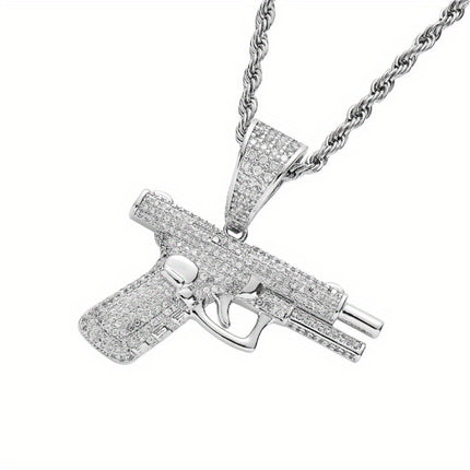 Hip-Hop Zirconia Pistol Necklace