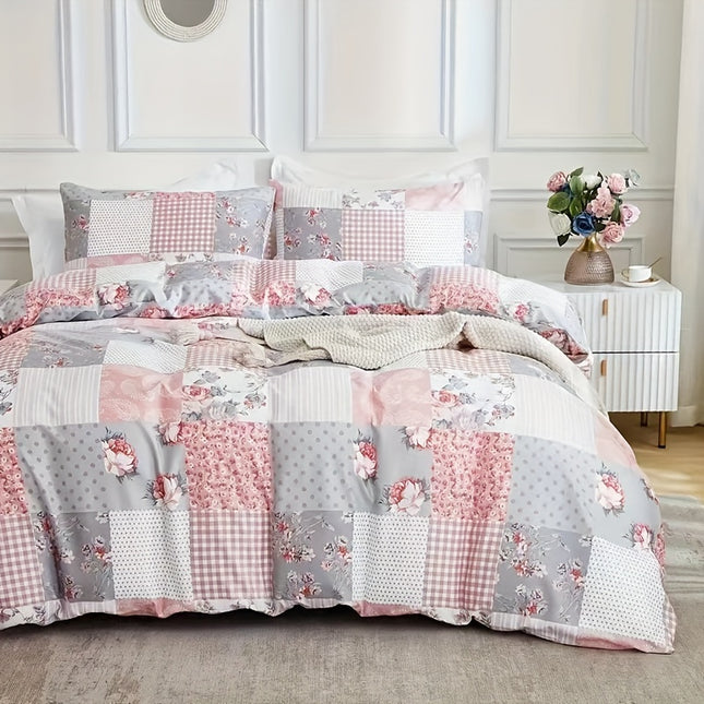 Floral Patchwork Duvet Cover Set - Soft & Cozy Bedding