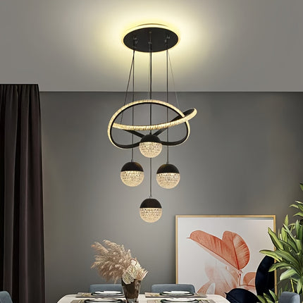 Modern LED Ceiling Light – 4 Acrylic Ball Pendants, Dimmable