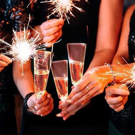 25pcs Golden Glitter 5oz Plastic Champagne Flutes