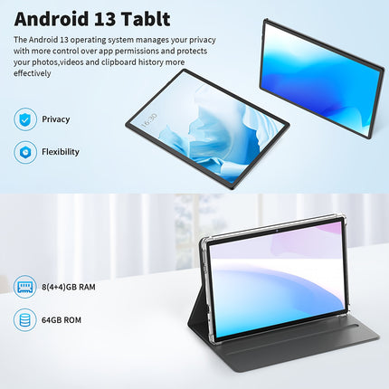 Relndoo T10 10.1" Android Tablet with Dual Cameras