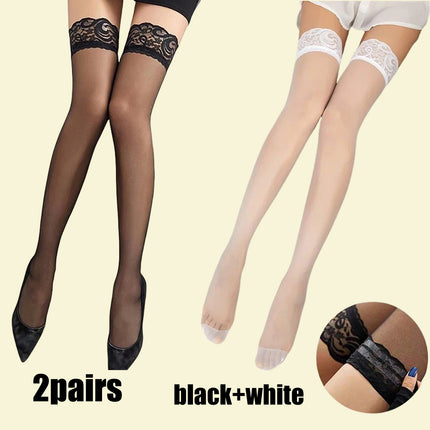 Lace Top Thigh High Mesh Socks
