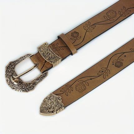 Retro Carved Flower Women's Belt