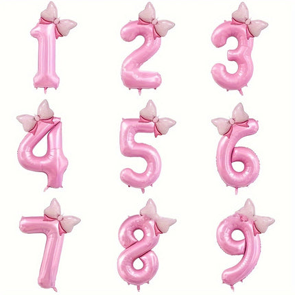 Pink Number Balloon with Adorable Bow