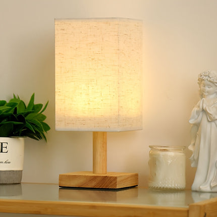 Chic USB-Powered Linen Square Table Lamp – LED Nightlight