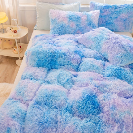 3pcs Tie-Dye Plush Duvet Set – Soft Winter Comfort