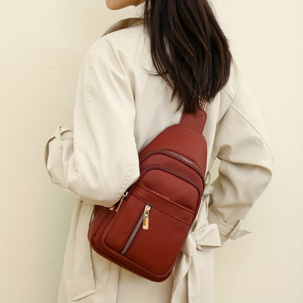 Vintage Multi-Pocket PU Leather Chest Bag