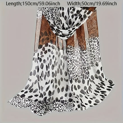 Boho Leopard Print Chiffon Scarf