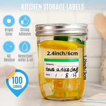 100 Colorful Removable Freezer & Storage Labels