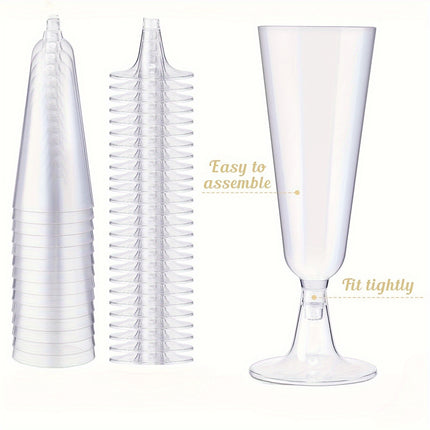 25pcs Set of 150ml Crystal Clear Champagne Flutes with Golden Rim