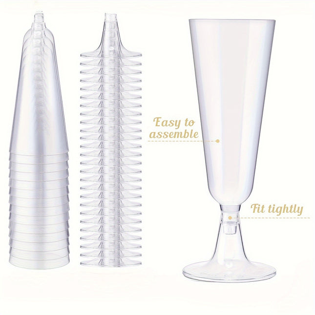 25pcs Set of 150ml Crystal Clear Champagne Flutes with Golden Rim