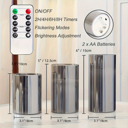 Luxurious Gray LED Candle Lights - Flickering Flame Effect