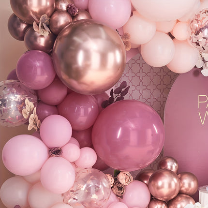 Elegant Gray & Pink Balloon Arch for Women’s Celebrations