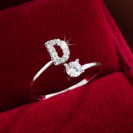 Adjustable Letter Zirconia Copper Ring